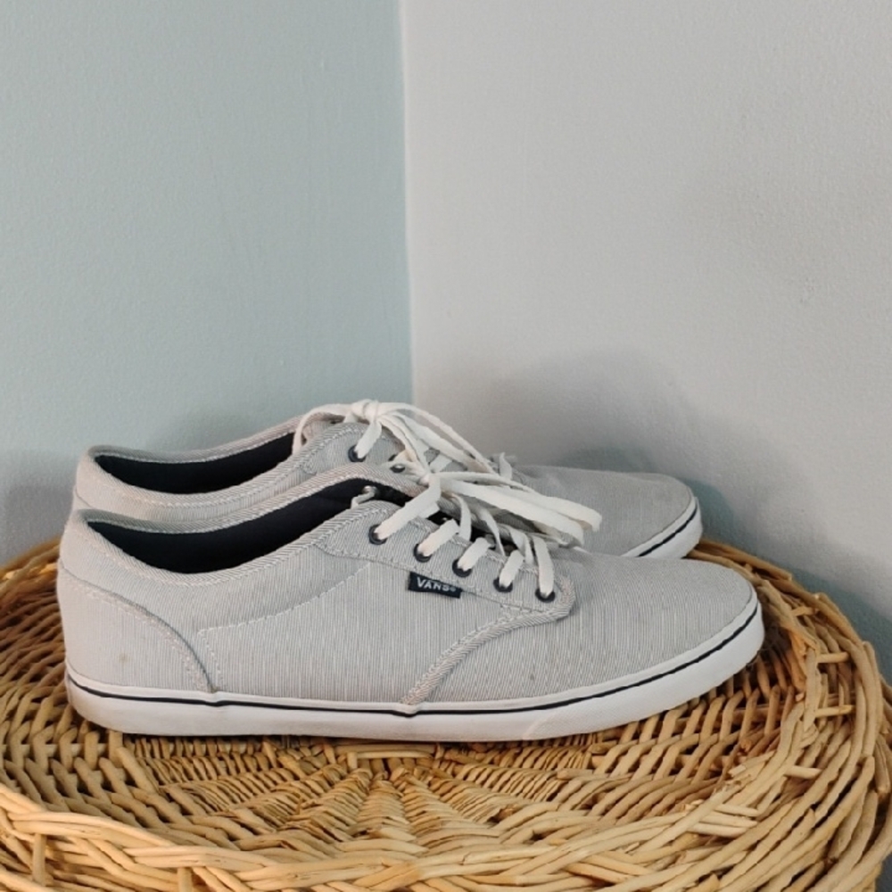 Vans Light Gray Canvas Shoes Women's Size 11 Lace Up Sneakers Casual Everyday - Picture 7 of 12